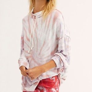 Free People Best Catch Tie Dye Sweatshirt in Ivory Combo, Size XS